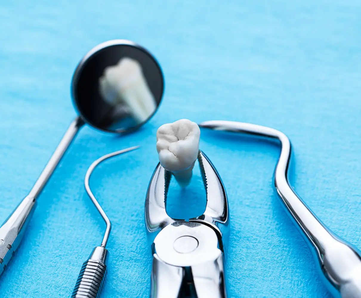 A single, clean wisdom tooth held by dental pliers  